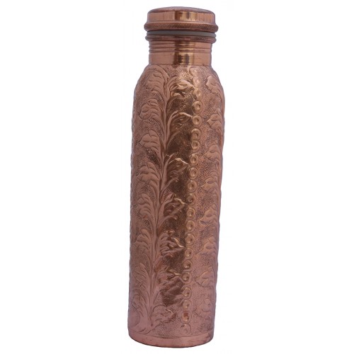 Pure cupper water bottle to drink nutral, purified and Pranik pure water, decorated, from Nepal - Medium size Pure cupper water bottle to drink nutral, purified and Pranik pure water, decorated, from Nepal - Medium size