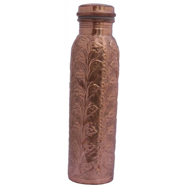 Pure cupper water bottle to drink nutral, purified and Pranik pure water, decorated, from Nepal - Medium size Pure cupper water bottle to drink nutral, purified and Pranik pure water, decorated, from Nepal - Medium size
