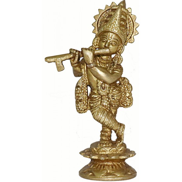 KRISHNA (Standing Krishna With Flute), Best quality statue hand work in Nepal by Master Artist. Shiny Yellow (Golden) Color - Extra Small Size KRISHNA (Standing Krishna With Flute), Best quality statue hand work in Nepal by Master Artist. Shiny Yellow (Golden) Color - Extra Small Size