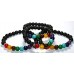 Chakra Braclet (Seven chakra stone and Black Lava Stone), Powerful Stones - 8 mm (app) Chakra Braclet (Seven chakra stone and Black Lava Stone), Powerful Stones - 8 mm (app)