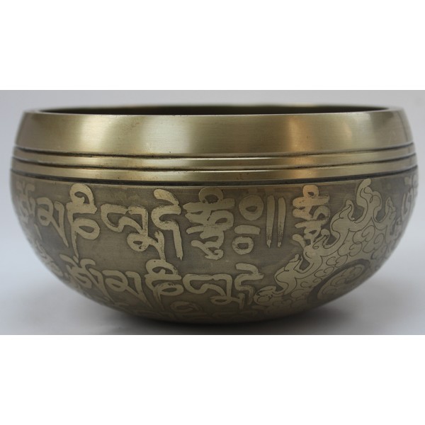 F (FA) - Musical, Brass Carved, Double Bajra/Flower of life, Molded Singing Bowl - Extra Small Size F (FA) - Musical, Brass Carved, Double Bajra/Flower of life, Molded Singing Bowl - Extra Small Size