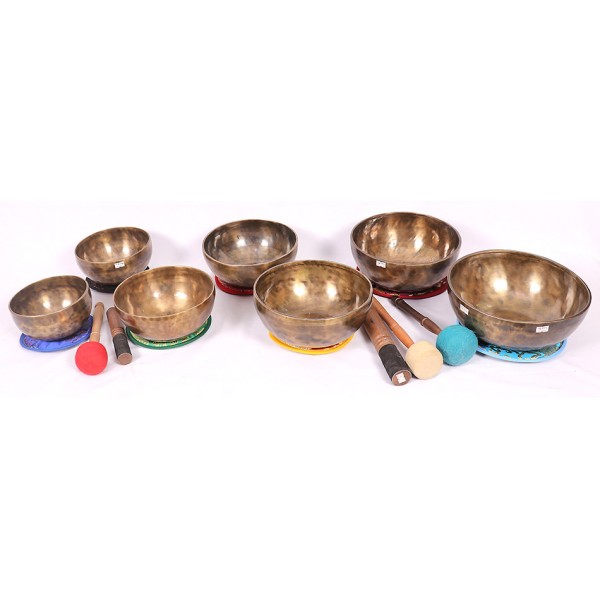 Harmonic Healing, Musical Signing bowls SET, CHAKRA HEALING, TIBETAN SINGING BOWLS SET OF 7 NOTES -12.5-26.5 Cm Harmonic Healing, Musical Signing bowls SET, CHAKRA HEALING, TIBETAN SINGING BOWLS SET OF 7 NOTES -12.5-26.5 Cm