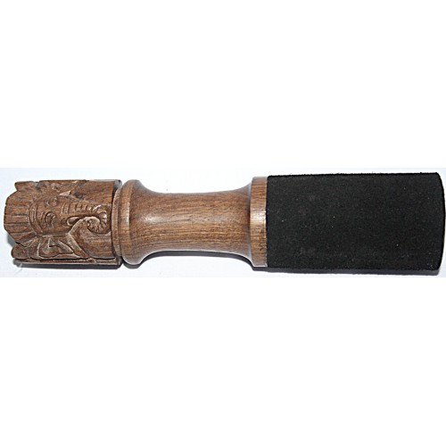 DESIGNED CARVED HANDLE (GOD HEADED) RINGER (Beater/Leather stick/Singing Bowl Stick) to play singing bowls essential - X Large Size DESIGNED CARVED HANDLE (GOD HEADED) RINGER (Beater/Leather stick/Singing Bowl Stick) to play singing bowls essential - X Large Size