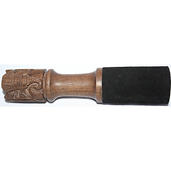 DESIGNED CARVED HANDLE (GOD HEADED) RINGER (Beater/Leather stick/Singing Bowl Stick) to play singing bowls essential - X Large Size DESIGNED CARVED HANDLE (GOD HEADED) RINGER (Beater/Leather stick/Singing Bowl Stick) to play singing bowls essential - X Large Size